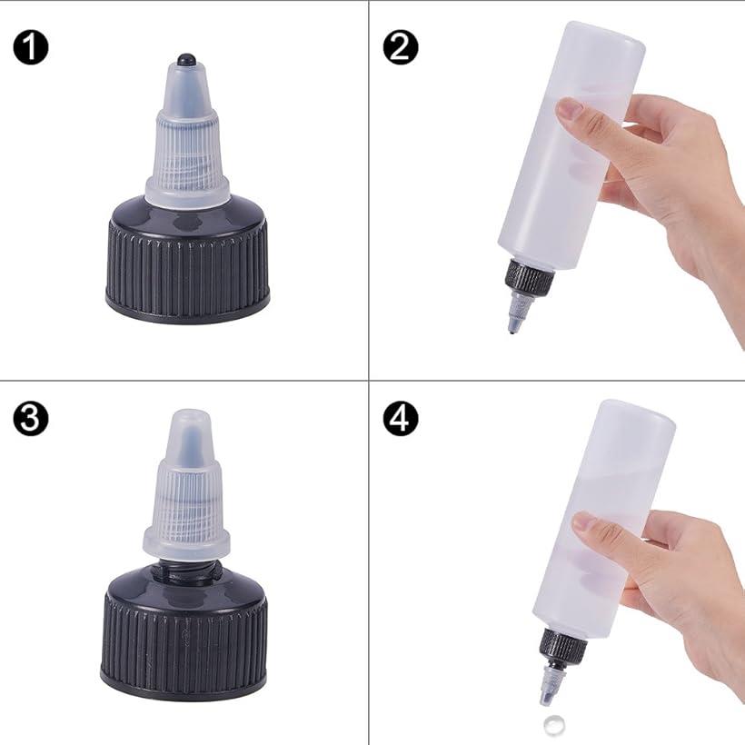 ホリックの8個セット230mlドロッパーボトル 塗料小分けボトル 滴瓶 スポイトボトル グルーボトル 液体容器 プラスチック 蓋つき (230ml-黒いツイストキャップ, 黒いツイストキャップ)｜アングル2