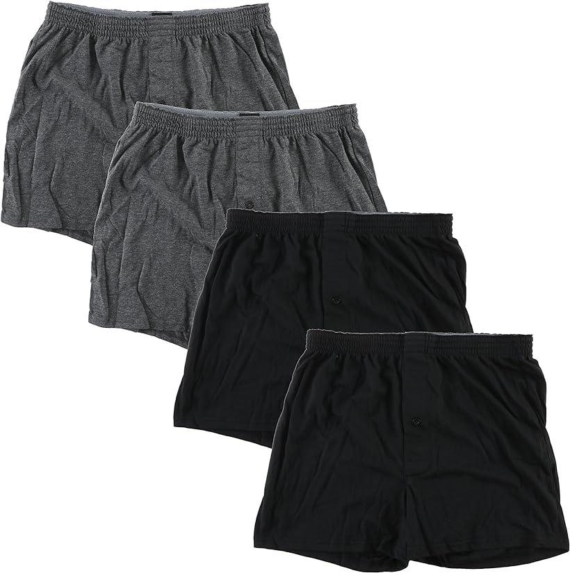 メンズ 無地 ニット トランクス 前開き セット パンツ 下着 4枚セット A LL (4枚セット　A, LL)