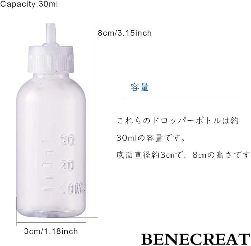 ホリックの12個セット 30ml ドロッパーボトル グルーボトル 液体容器 プラスチック ニードルチップと蓋つき (12個ボトル＆24個ニードル＆12蓋, 30ml)｜アングル2