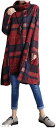 チュニック 長袖 チェック ゆったり タートルネック オフタートル ひざ丈 ワンピース XXL(レッド, XX-Large)(4)