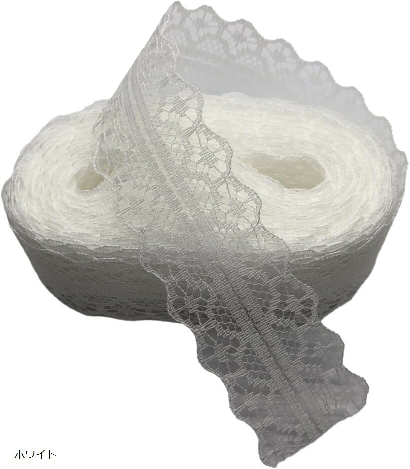 レースリボン 幅3cm 長さ10メートル 手芸 DIY 装飾 ハンドメイド (ホワイト)