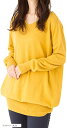 スリーピングシープ ゆったり ちょいなが Vネック コットン ニット 無地 ロング セーター シンプル チュニック 大きいサイズ レディース(マスタード, 4L-5L)