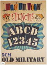 ステンシルシート ア ルファベット大文字&数字セット OLD MILITARY 5cm SSOM cm (黒, 5cm)