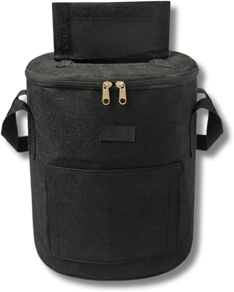 コンポスト バッグ 19L 堆肥 容器 生ごみ処理 家庭菜園 不織布 通気性 持ち手付 (ブラック)