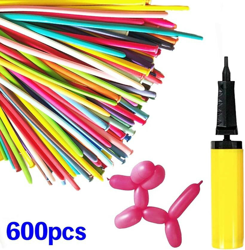 ツイストバルーン 風船アート バルーンアート用 ハンドポンプ付き (600本)