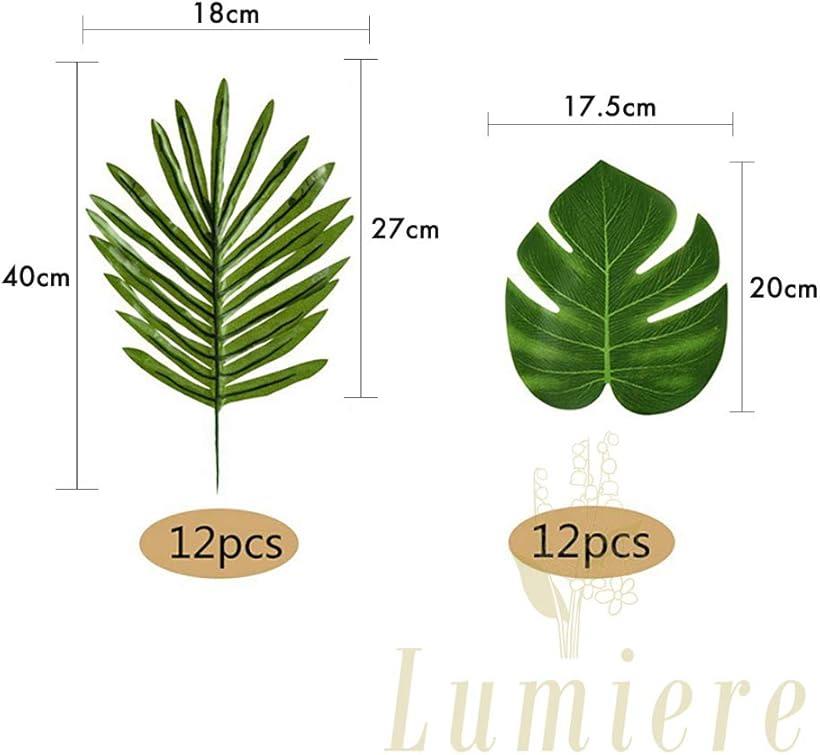 モンステラ 造花 フェイクグリーン 人口観葉植物 人口葉っぱ ハワイ ヤシの木 インテリア 24枚/グリーンセット(グリーンセット, 24枚)