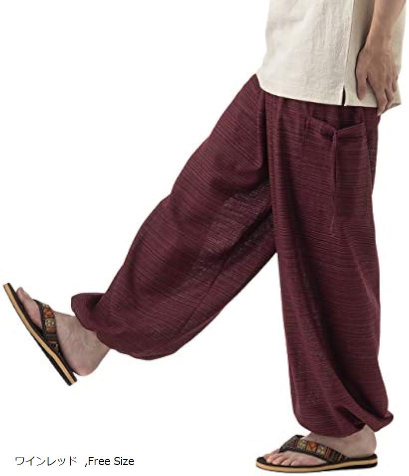 キャプテン・ケイ エスニック コットン サルエルパンツ ウエストゴム イージーパンツ メンズ 大きいサ..