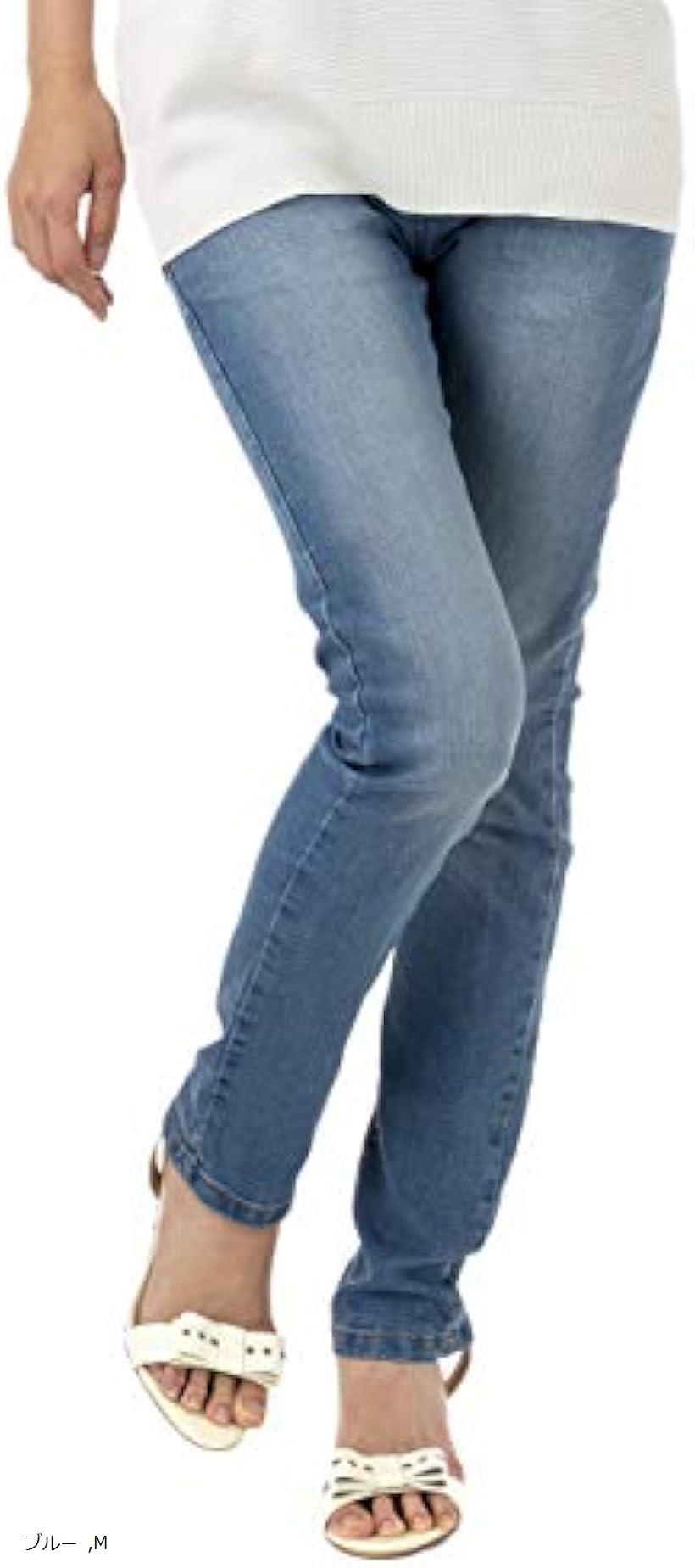 キャプテン・ケイ ウエストゴム スキニー デニム パンツ 総ゴム ストレッチパンツ レディース (ブルー, M)