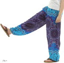 OKI オキ アジアンパンツ サルエルパンツ アラジンパンツ メンズ エスニック ロングパンツ AP1265-4(ブルー, Free Size)(4)