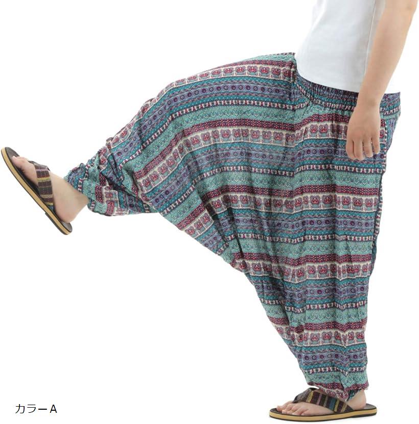 OKI オキ レーヨン サルエルパンツ アラジンパンツ タイパンツ メンズ PSボヘミアン(カラーA, Free Size)