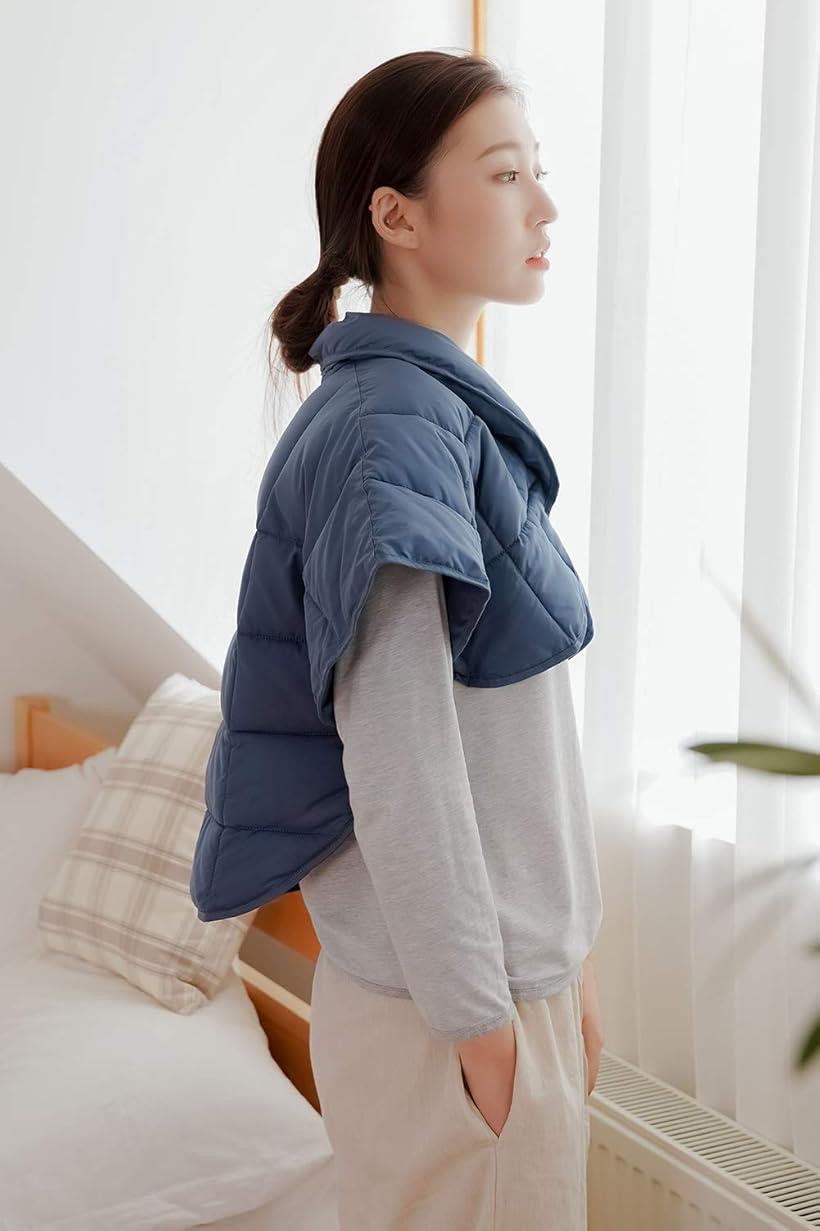 あったか 肩あて 軽量 洗える 男女兼用 ブルー(ブルー, フリーサイズ)
