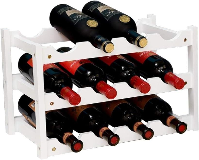 竹製 ワインラック ワインホルダー シャンパン ボトル 収納 ケース スタンド インテリア ディスプレイ( 12本用収納・3段/ホワイト)