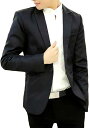 メンズ カジュアル テーラード ジャケット スリム ビジネス 無地 長袖 ひとつ ボタン( ブラック, XL)