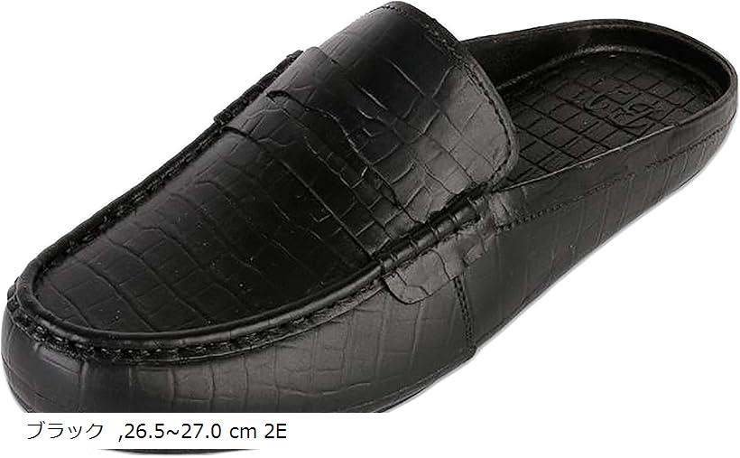 ベイブスター メンズ 型押し ビジネス シューズ クロッグ サボ スリッパ サンダル 屋内履き つっかけ ..