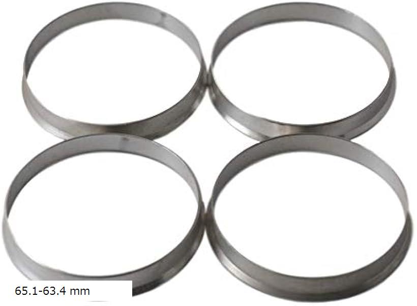 【楽天ランキング1位入賞】鍛造 アルミ製 ツバ 付き ハブリング 65.1-63.4mm 4枚 セット