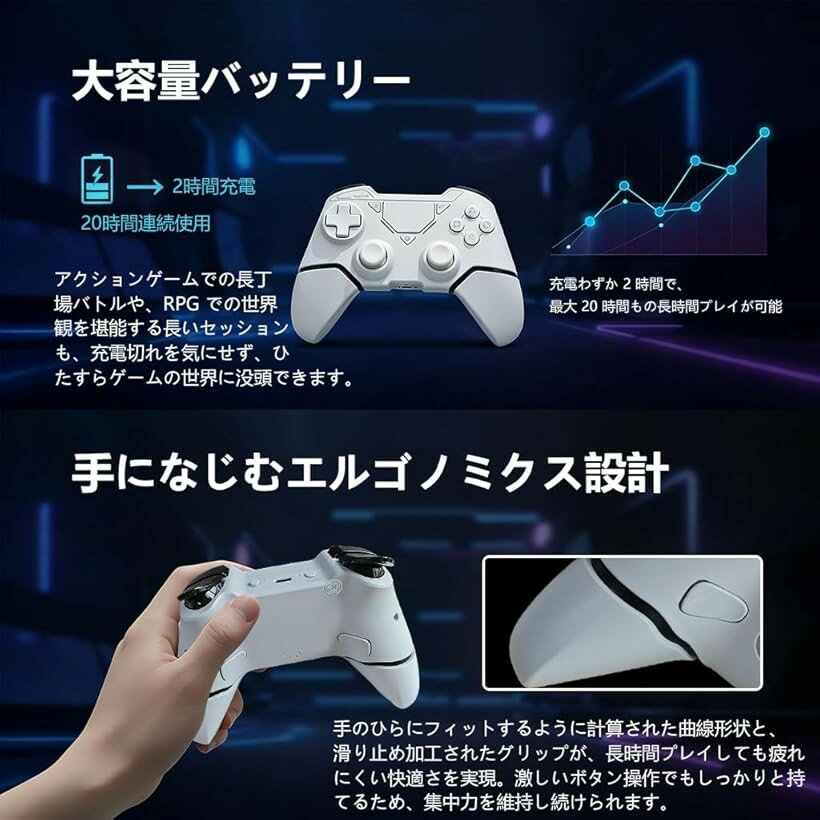 Switch ����ȥ����顼 ps4����ȥ����顼 ���� TURBOϢ�͵�ǽ ���̥ܥ����դ� �ޥ�����ǽ Bluetooth5.3 ̵��/ͭ����³ 6�����㥤�����󥵡� 1000hz (�֥�å�)