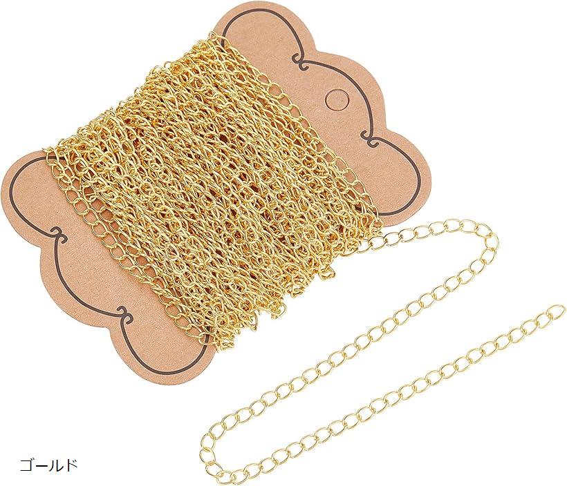 PandaHall 10m巻き アズキチェーン 3x4mm ゴールド (ゴールド)