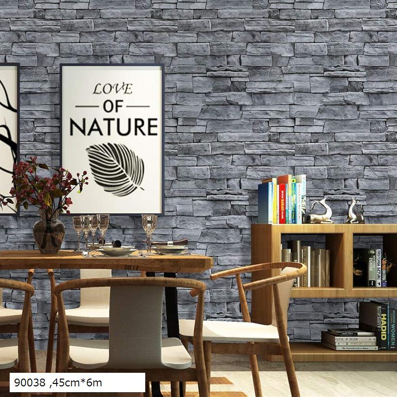 壁紙シール 石目調 45cmx6m レンガ調シール リメイクシート はがせる壁紙 接着剤不要 DIYシート 防水 防カビ ウォールステッカー (90038)