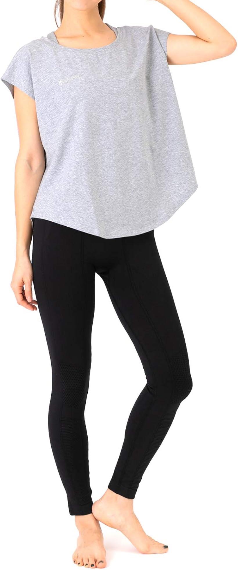 ヨガウェア レディース 上下セット ネッカー 動きやすい トップス レギンス パンツ ランニング スポーツ 吸汗 速乾 グレー x ブラック(グレー/ブラック, L)