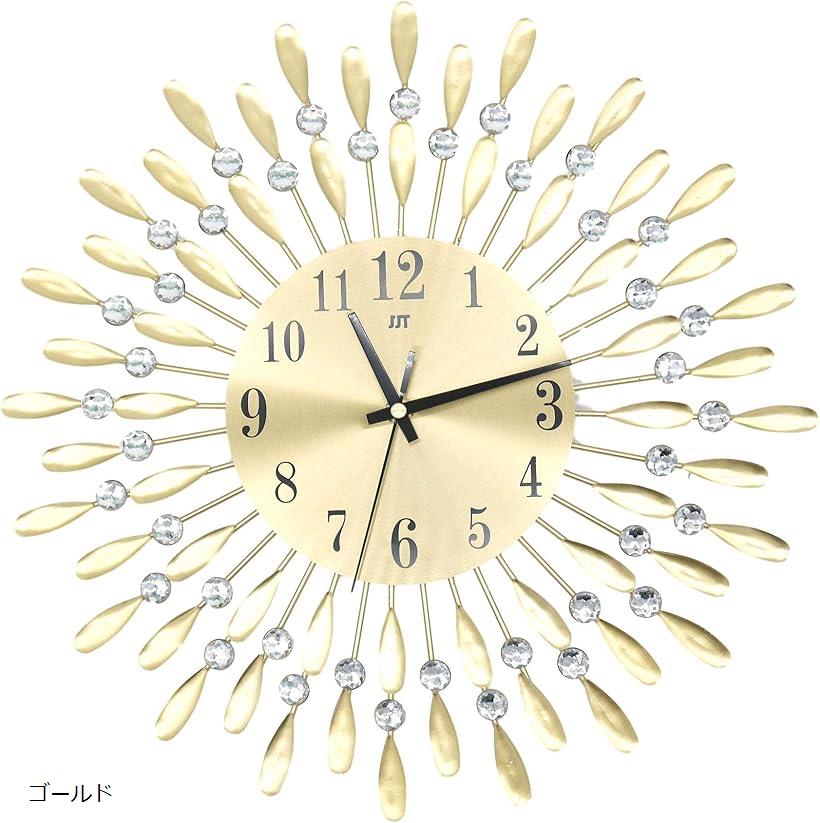 おしゃれ な 壁掛け時計 モダンなデザイン 連続秒針 静音 アイアン ゴールド ステンレス シルバー (ゴ..