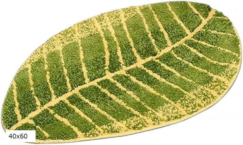玄関マット 木の葉 北欧 デザイン おしゃれ 泥落とし 吸水 抗菌 お風呂 洗面所 トイレ 浴室 バス 足拭き キッチン ドア 室内 屋内 グリーン 40x60cm 40x60 (40x60)