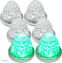 24V トラック用 LED マーカーランプ サイド 8面クリスタルカット仕様 16LED メッキリング 汎用 6個 セット(グリーン)