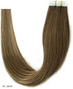 人毛 シールエクステ TAPE hair レミーエクステ カラー ウィッグ エクステンション 10本セット(8#, 16inch)