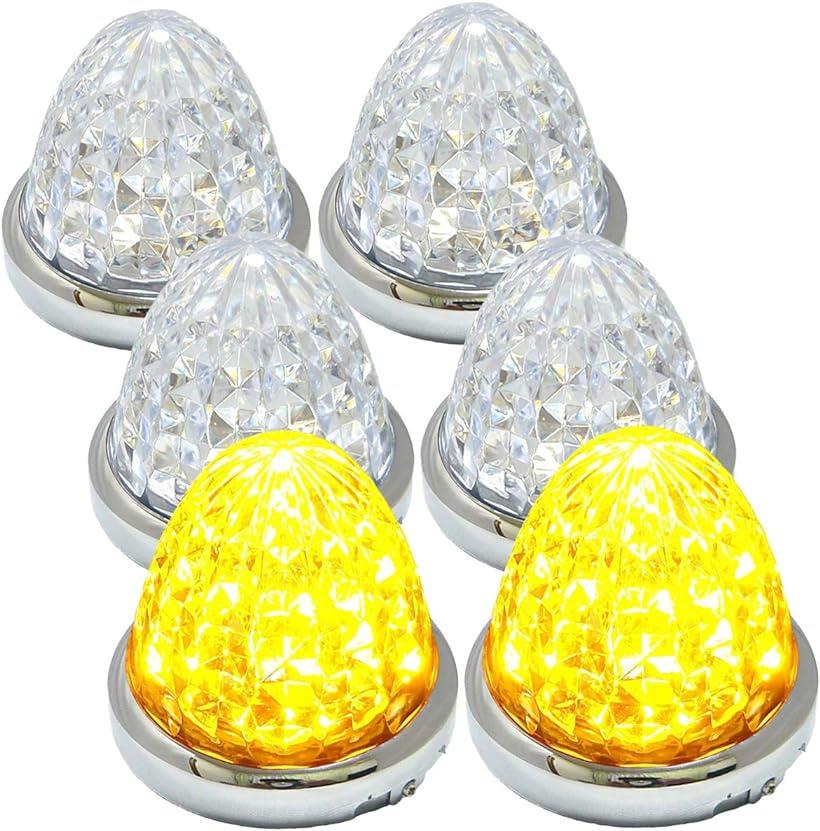 互換品 24V トラック用 LED マーカーランプ サイド 8面クリスタルカット仕様 16LED メッキリング 汎用 ..