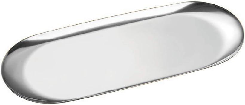 ステンレス キャッシュトレイ コイントレイ 会計皿 おしぼり置き 釣り銭 トレー 楕円形( シルバー)