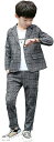 フォーマルスーツ キッズ チェック柄 2点セット 発表会 紳士服 入園式 入学式 卒業式(グレー, 110)