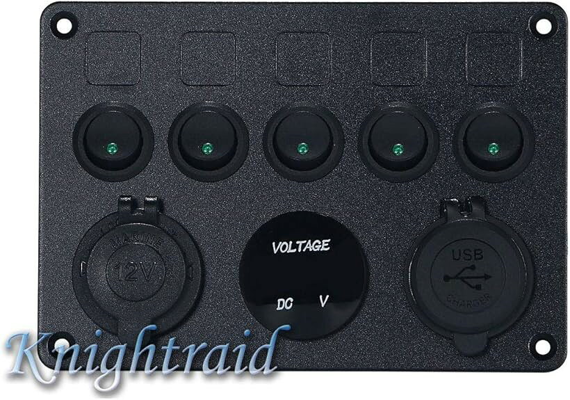 改良 12V 24V 対応 防水 スイッチ パネル デュアル シガーライター ソケット 2.1A ...