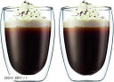 ダブルウォール グラス タンブラー 二重構造 耐熱 カップ 350ml 2個セット(350ml 2個セット, 高さ:約12cm 幅:約8.3cm)