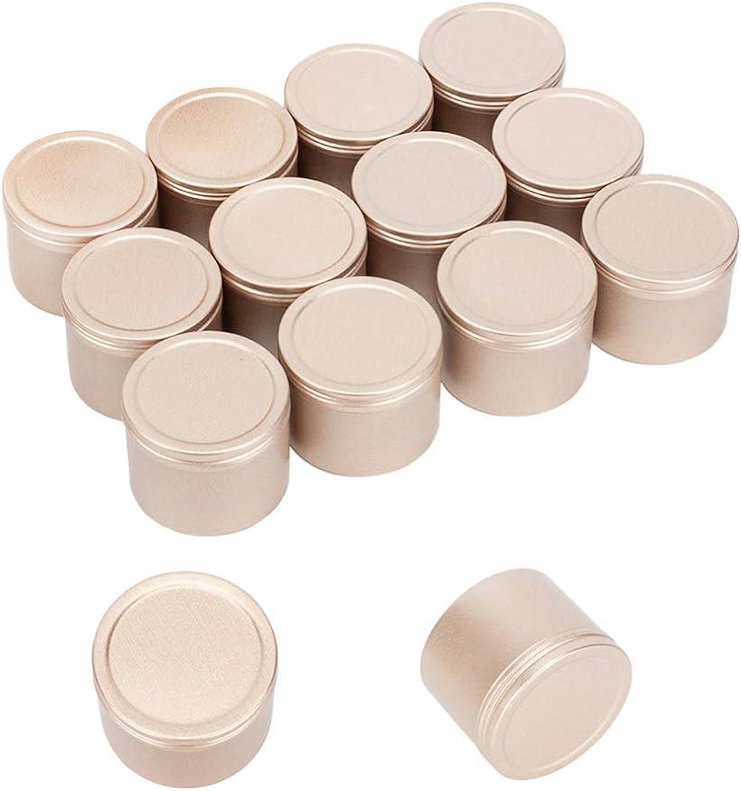 楽天ホリックPandaHall 20個セット 50ml アルミ缶 小分け容器 詰め替え容器 5.1x4cm クリームケース 化粧品 小物用収納ボックス（ シャンパンゴールド（1）, 50ml 20個）