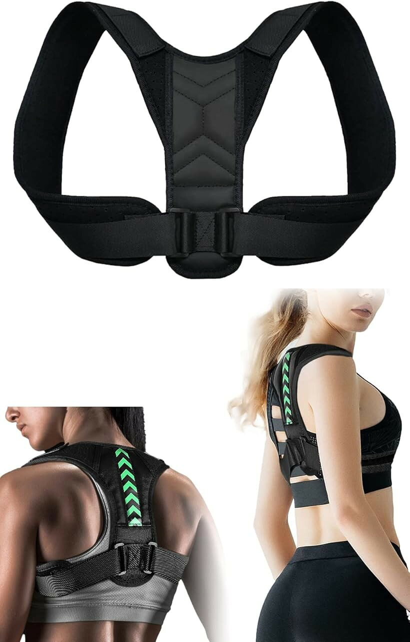 姿勢サポーター 猫背ケア 肩甲骨ベルト 背筋サポート 健康グッズ 男女兼用 (ブラック, XL)