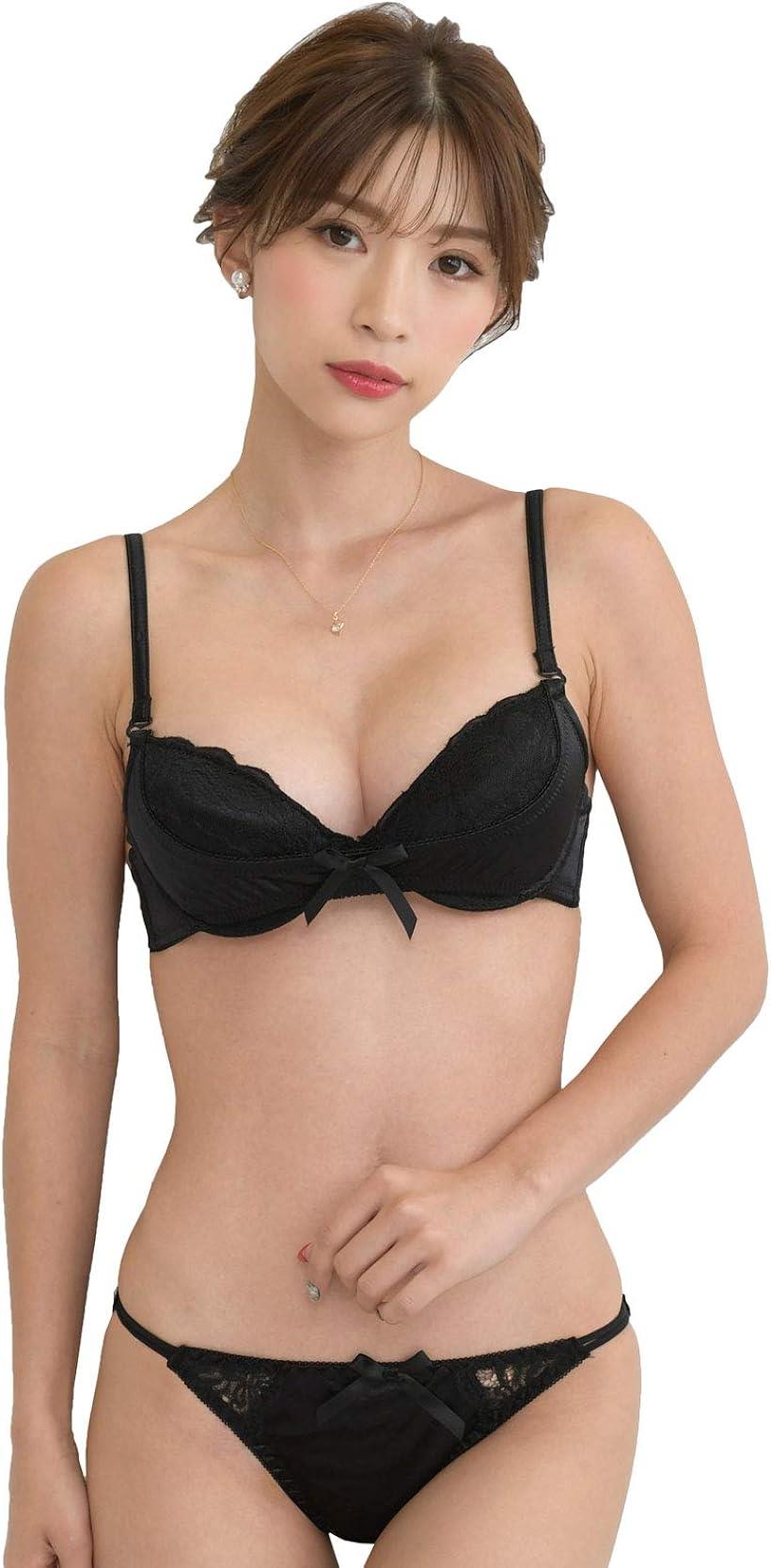 レディース ブラ ブラジャー ショーツ 上下 セット 勝負 下着 セクシー レース 女性 (ブラック, E80)