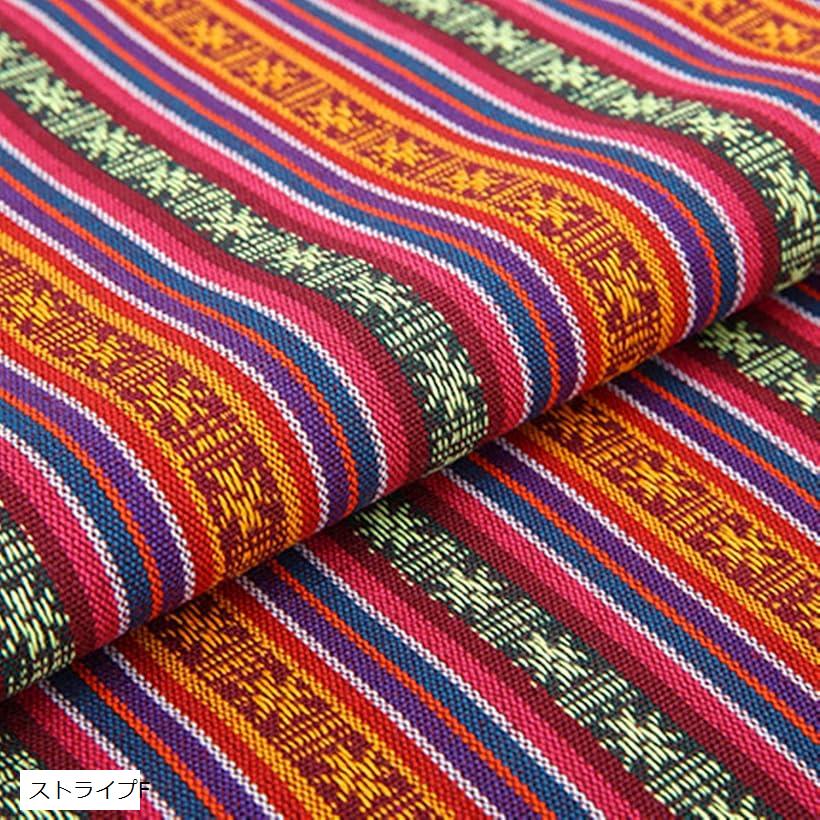 全10種 民族 調 柄 生地 綿 手芸用 布 約2m 幅150cm ストライプF (ストライプF)