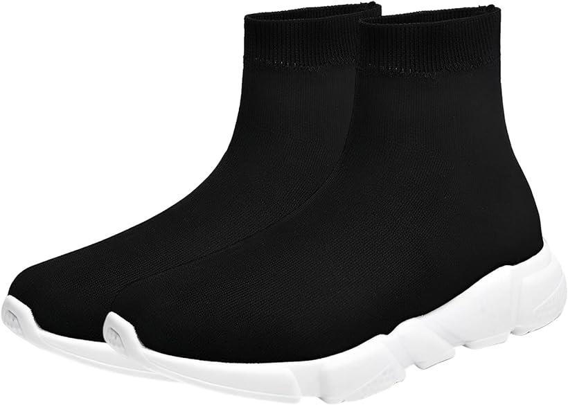 ソックスブーツ ソックススニーカー レディース 厚底 軽量 ストレッチ素材 シンプル 黒 ブラック/ホワイト measurement_23_point_5_centimeters (ブラック/ホワイト, 23.5 cm)
