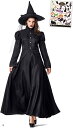 魔女 クラシカル 本格 コスプレ ロングスカート ブラック ドレス 黒魔女 ハロウィン 魔法使い ウィッチ 魔女の帽子 タトゥーシール付き 3点セット レディー...