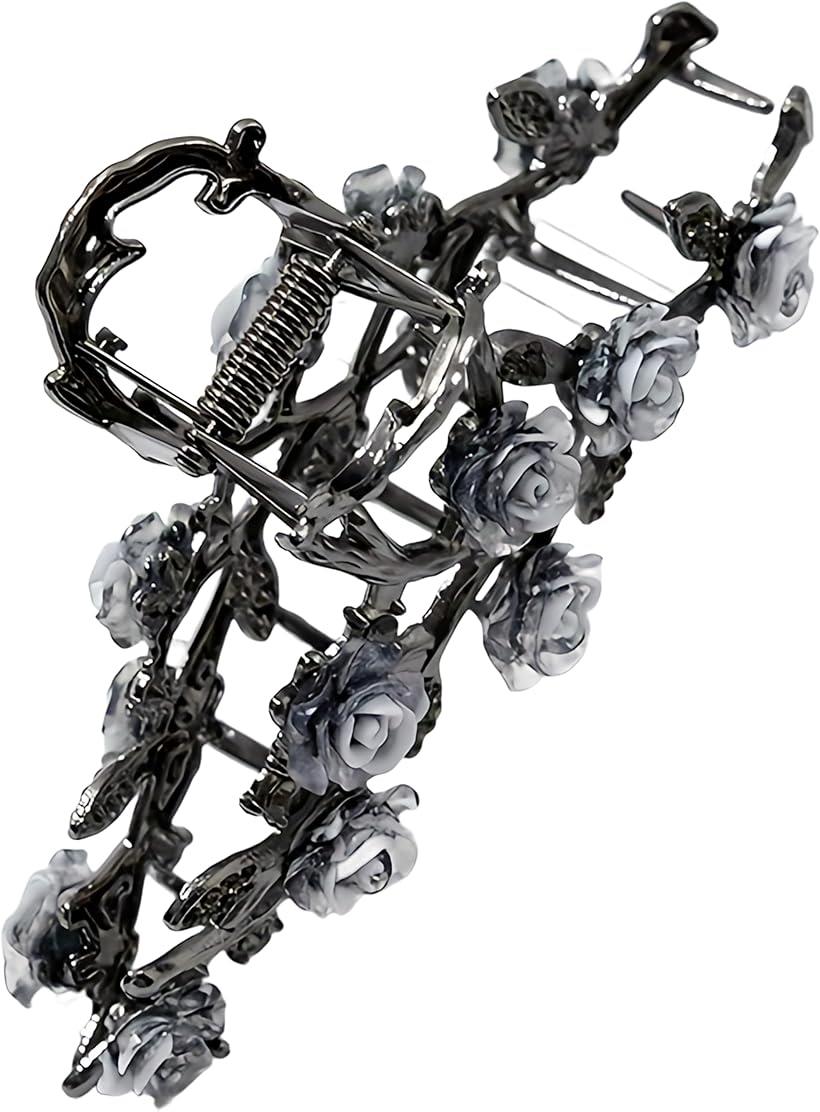 バンスクリップ ヘアクリップ 薔薇 シンプル ヘアアクセサリー 髪留め 人気 髪飾り 大きめ 韓国風 オフ..