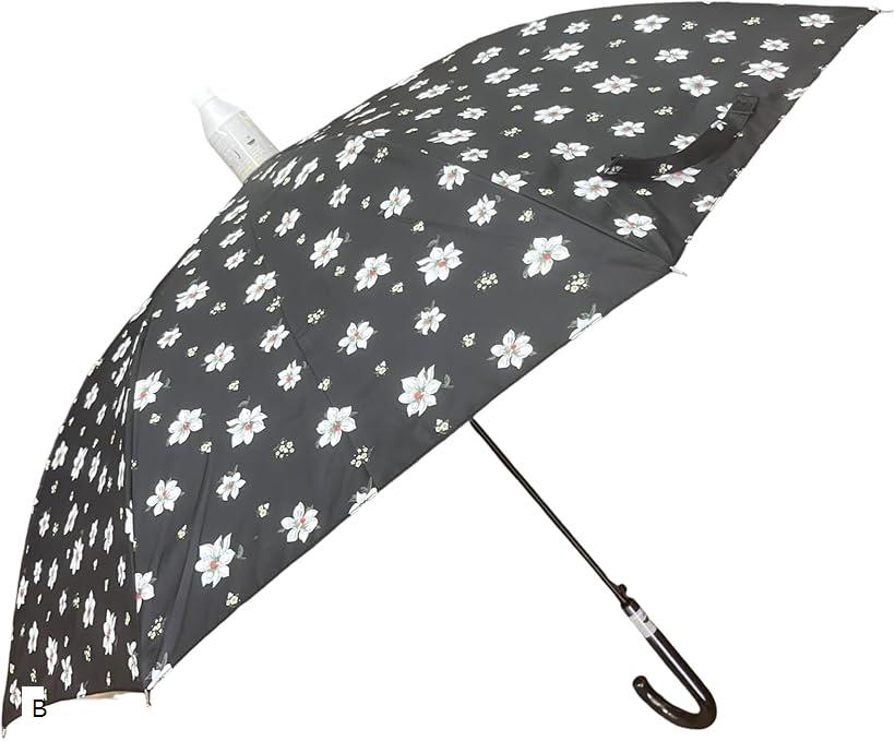 スライドカバー付き 傘 レディース 長傘 60cm ワンタッチ 丈夫 軽量 グラスファイバー(B, 60cm)