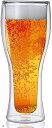 ダブルウォール ビール グラス ビアグラス タンブラー お洒落 スタイリッシュ 500ml(1個, 高さ:約21cm 口径:約8cm 底座:6.5cm)