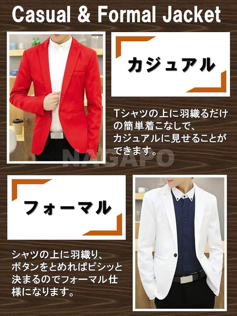 メンズ カジュアル テーラード ジャケット スリム ビジネス 無地 長袖 ひとつ ボタン(グレー, M)