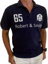 ロバート・アンド・スミス 100% コットン 定番 ゴルフ ポロシャツ ゴルフウエア 半袖メンズ( ネイビー, M)
