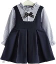 リボン付き ワンピース 子供 女の子 長袖 子供服 子供ドレス 結婚式 発表会(ネイビー, 130)