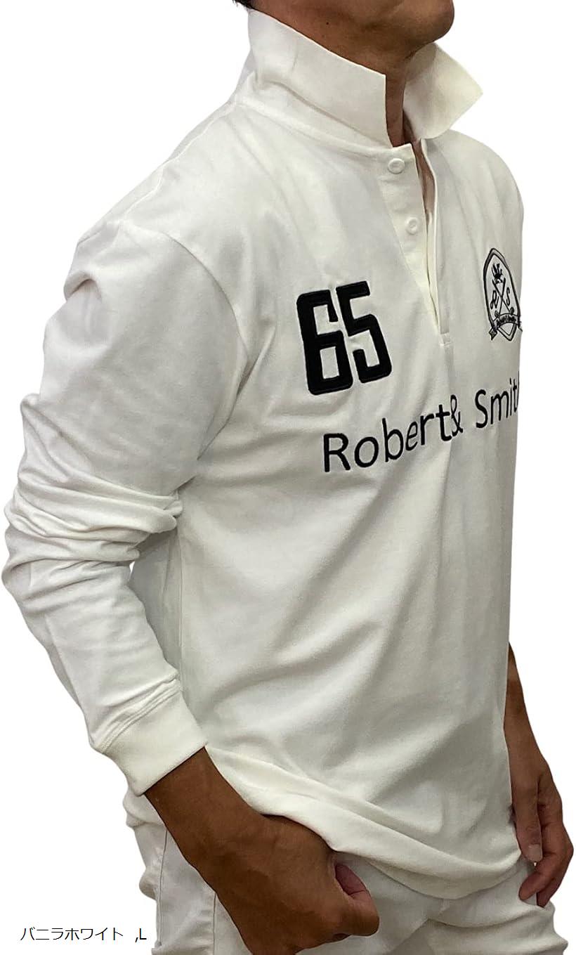 ポロシャツ メンズ 長袖 ゴルフウエア 100%コットン 刺繍仕上げ ゴルフポロ(白（バニラホワイト）, L)