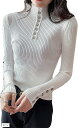 ベイブスター リブ ニット セーター レディース カットソー トップス ロング スリーブ タイト B454ーWT(ホワイト, Free Size Slim)