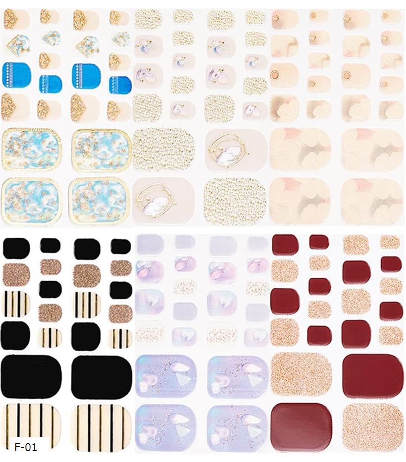 6種類セット 足指用 ネイルシール ネイルステッカー ジェルネイル風 (F21-6-01)