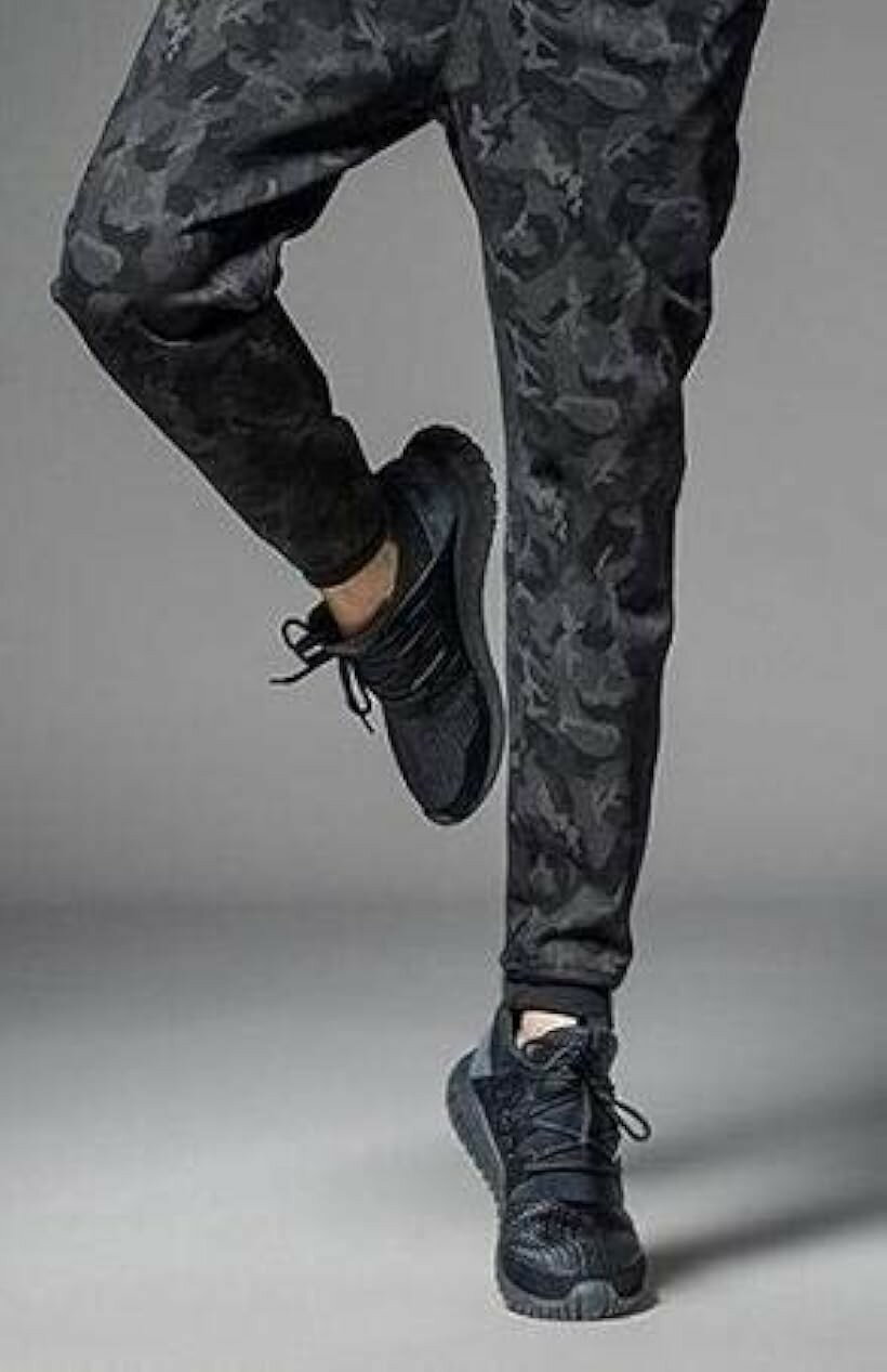 エンプティオ カモフラ スエット パンツ チノパン メンズ 柄物 ゴム 部屋着 ジャージ ジム ジョガー ブラック(マットブラック, 2XL)