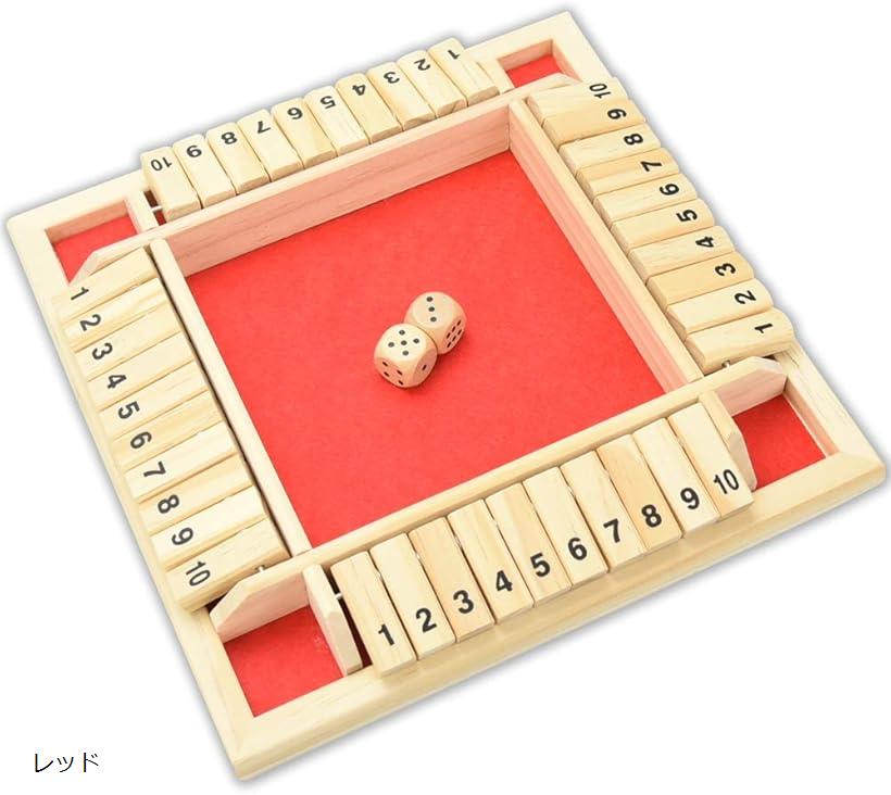 シャットザボックス 数字 ボードゲーム 皆で遊べる パブゲーム 盛り上がる 木製 レッド (レッド)