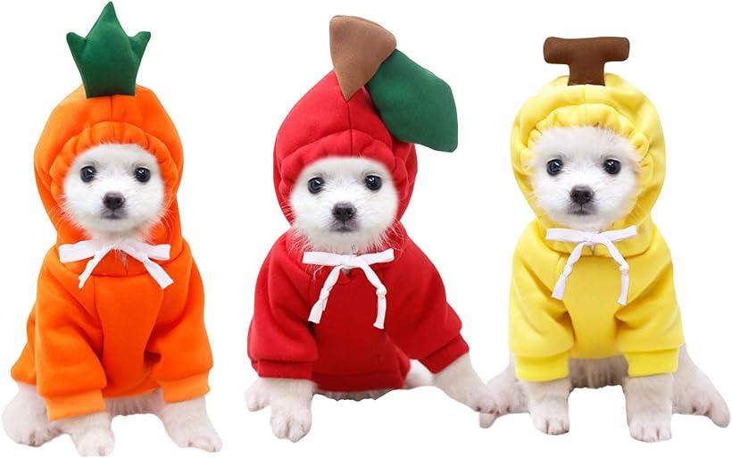 犬の服 おもしろ ドッグウェア ペットコスチューム フルーツ 野菜 変身 猫の服 3種セット バナナ リンゴ ニンジン( 3種セット M)